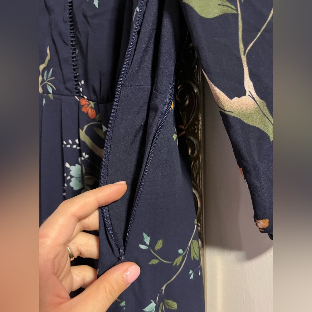Nanette Lepore Navy Floral Long Sleeve Dress - Picture 6 of 7